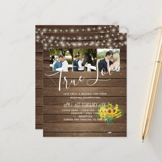 HAUSHALT Rustikale Sonnenblumen Wald Hochzeit einl (Vorderseite/Rückseite Beispiel)