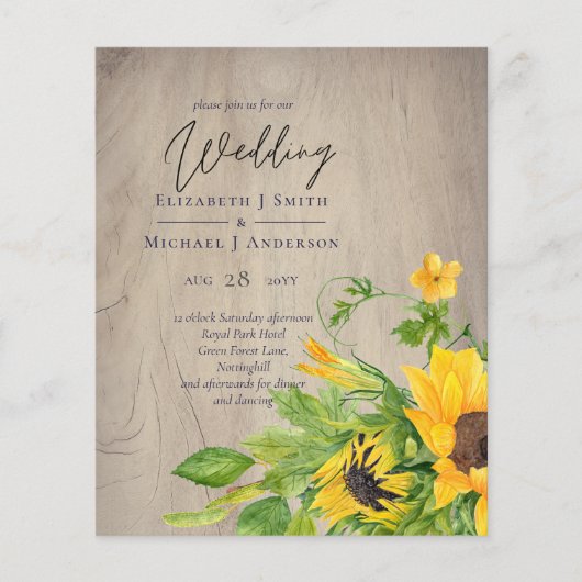 HAUSHALT Rustikale Sonnenblumenwälder Einladung (Vorderseite)