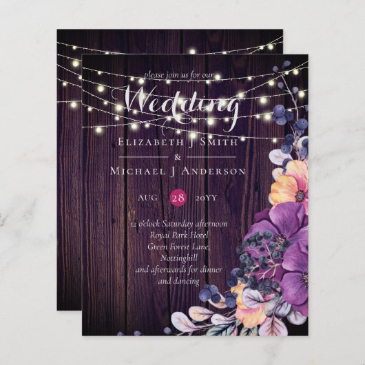 HAUSHALT Rustikale violette Blumen Orangefeiert (Vorne/Hinten)