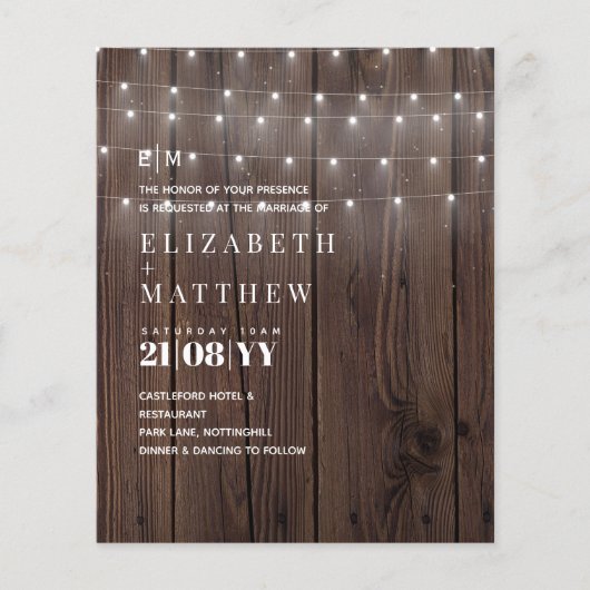 HAUSHALT Rustikale Waldlichter Einladungen für Hoc (Vorderseite)