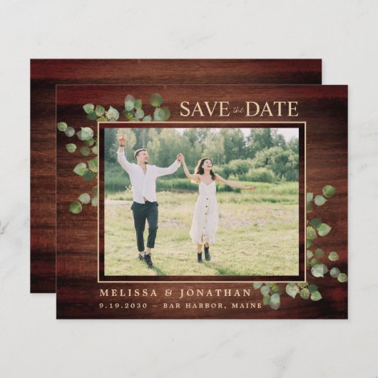 Haushalt Rustikaler Eukalyptus QR Save the Date (Vorne/Hinten)