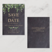 Haushalt Rustikaler Eukalyptus Save the Date Mitteilungskarte (Vorne/Hinten)