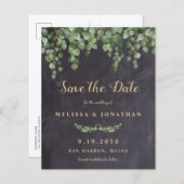 Haushalt Rustikaler Eukalyptus Save the Date Postk (Vorne/Hinten)