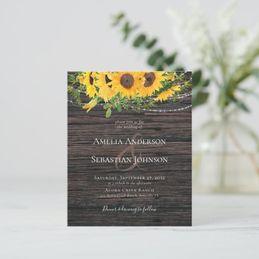 HAUSHALT Rustikaler Fall Sonnenblumen Einladung Ho (Stehend Vorderseite)