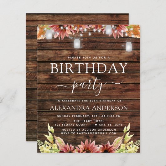 Haushalt Rustikaler Wald Herbst Sonnenblumen 30. G (Vorne/Hinten)