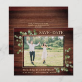 Haushalt Rustikales Eukalyptus-Foto Save the Date (Vorne/Hinten)