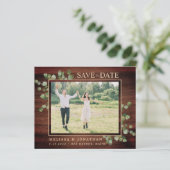 Haushalt Rustikales Eukalyptus-Foto Save the Date (Stehend Vorderseite)