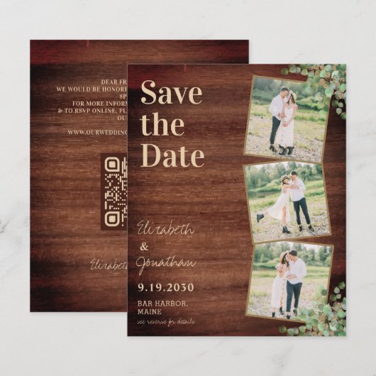 Haushalt Rustikales Foliage Foto QR-Code Save the  (Vorne/Hinten)