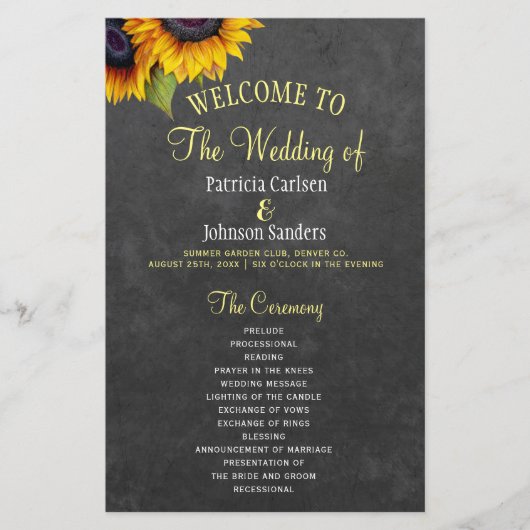 HAUSHALT Rustikales Hochzeitsprogramm für Sonnenbl (Vorne)