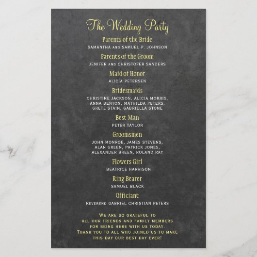 HAUSHALT Rustikales Hochzeitsprogramm für Sonnenbl (Hinten)