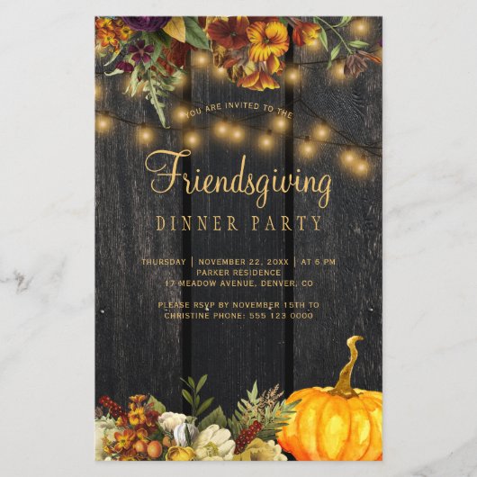 Haushalt rustikales Holz Freundliches Dinner Einla Flyer (Vorne)