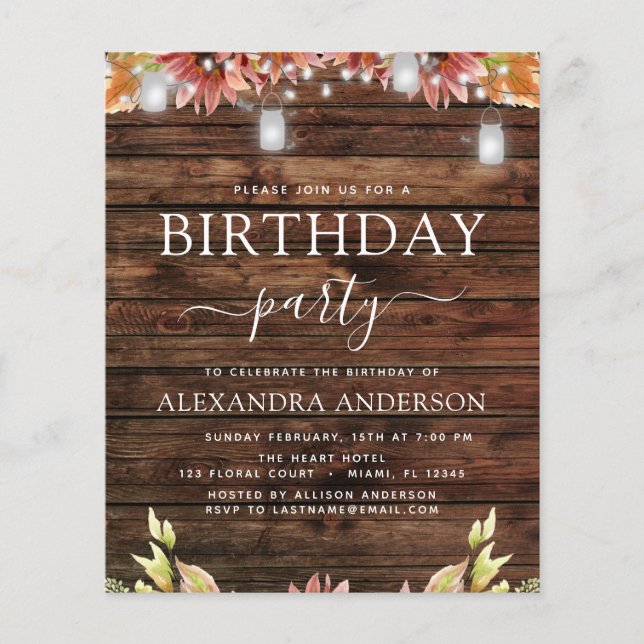 Haushalt Rustikales Holz Herbst Sonnenblumen Gebur (Vorderseite)