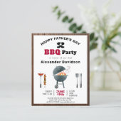 HAUSHALT Rustikales Holz Vatertag GRILLEN Einladun (Stehend Vorderseite)