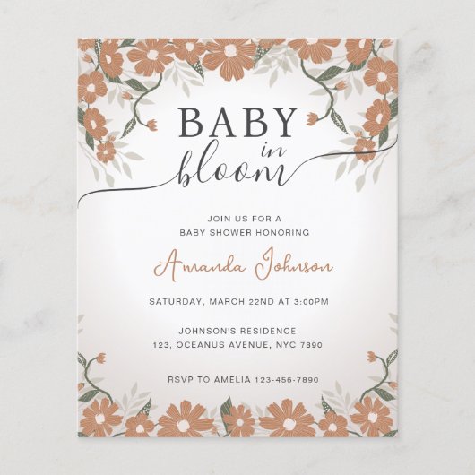 Haushalt Rustikales neutrales Baby in Blütendusche (Vorderseite)