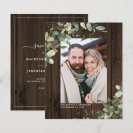 Haushalt Rustisches Eukalyptus-Foto Save the Date