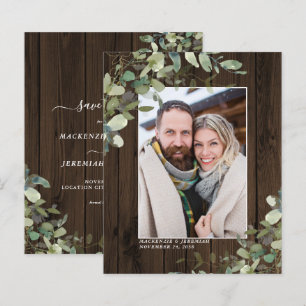 Haushalt Rustisches Eukalyptus-Foto Save the Date