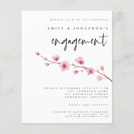 Haushalt Sakura Cherry Blossom Verlobung Einladung (Vorderseite)