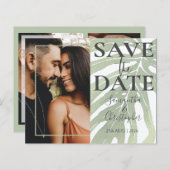 Haushalt | Save the Date Sage Green Tropical Folie (Vorne/Hinten)