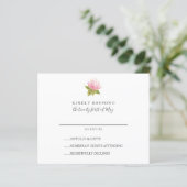 HAUSHALT Schöne rosa grüne Blume Hochzeit RSVP (Stehend Vorderseite)