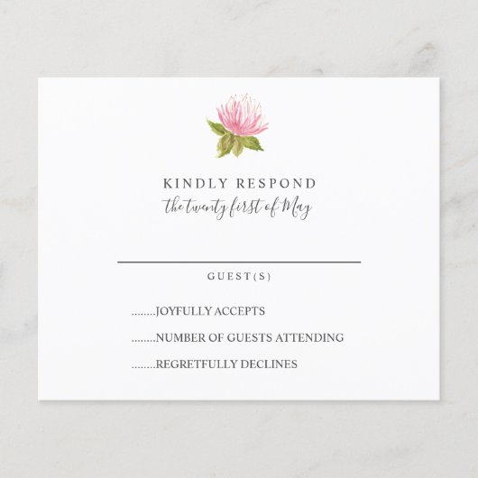 HAUSHALT Schöne rosa grüne Blume Hochzeit RSVP (Vorderseite)