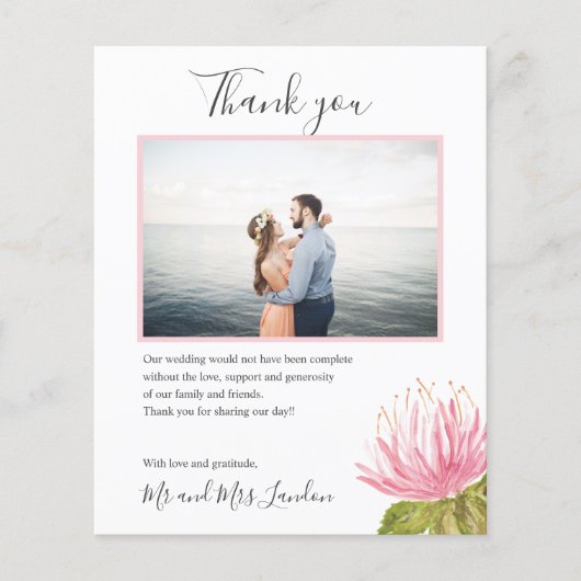 HAUSHALT Schönes rosa grüne Blume Foto vielen Dank (Vorderseite)