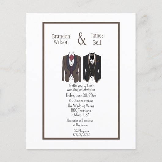 HAUSHALT Schwarz und Braun Gay Couple Wedding Flyer (Vorne)