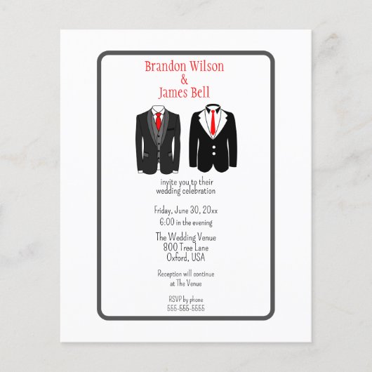 HAUSHALT Schwarz und Graue Gay Couple Wedding Flyer (Vorne)