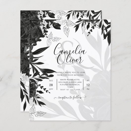 HAUSHALT Schwarze Rose Elegante White Wedding Einl (Vorne/Hinten)