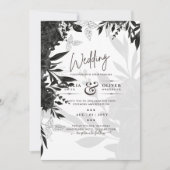 HAUSHALT Schwarze Rose Elegante White Wedding Einl Einladung (Vorderseite)