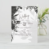 HAUSHALT Schwarze Rose Elegante White Wedding Einl Einladung (Stehend Vorderseite)