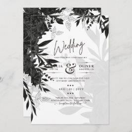 HAUSHALT Schwarze Rose Elegante White Wedding Einl Einladung