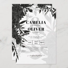 HAUSHALT Schwarze Rose Elegante White Wedding Einl Einladung