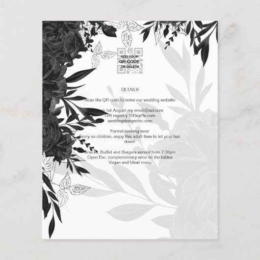 HAUSHALT Schwarze Rose Elegante White Wedding Einl Flyer (Hinten)