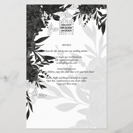 HAUSHALT Schwarze Rose Elegante White Wedding Einl Flyer (Hinten)