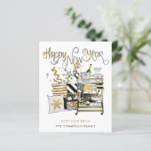 HAUSHALT Schwarzes Gold Glitzer Skript glücklich N (Stehend Vorderseite)