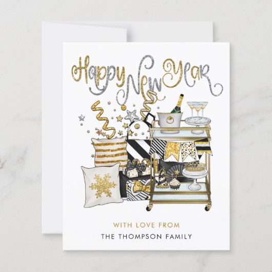 HAUSHALT Schwarzes Gold Glitzer Skript glücklich N (Vorderseite)