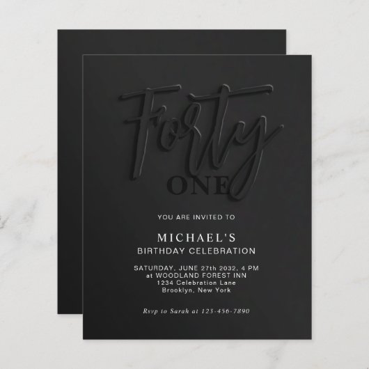 HAUSHALT Schwarzes Skript 40. Erwachsene Geburtsta (Vorne/Hinten)