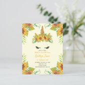 HAUSHALT Sonnenblumen Einhorn Gelbe Einladung (Stehend Vorderseite)