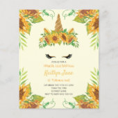 HAUSHALT Sonnenblumen Einhorn Gelbe Einladung (Vorderseite)