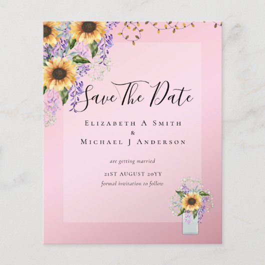 HAUSHALT SPAREN DIE DATEN Rustikale Sonnenblumen L Flyer (Vorne)