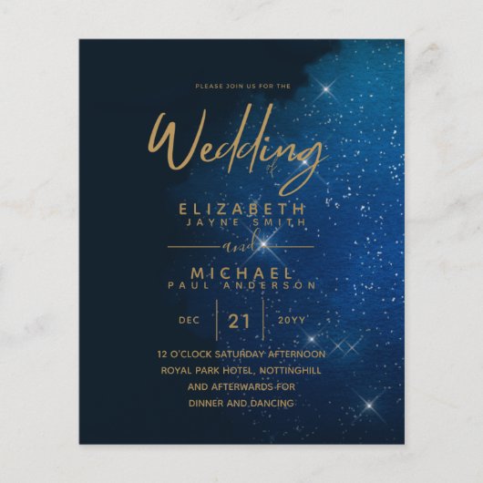 HAUSHALT Starry Night Navy Gold Hochzeit lädt Flye Flyer (Vorne)