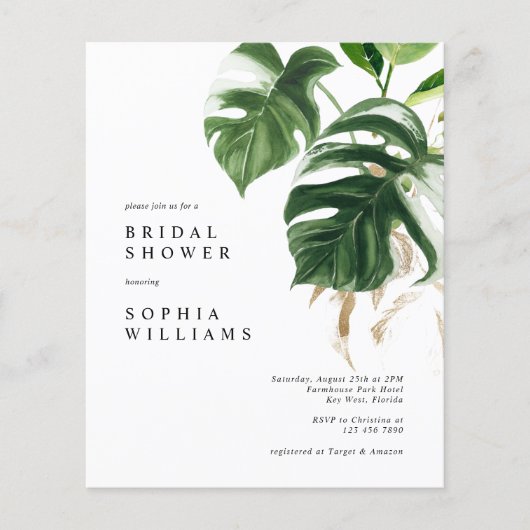 HAUSHALT Tropische Blätter Brautdusche Einladung (Vorderseite)