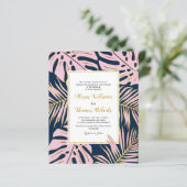 HAUSHALT Tropische Blätter QR Code Hochzeitseinlad (Stehend Vorderseite)