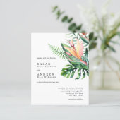 HAUSHALT Tropische Blume Hochzeit Einladung (Stehend Vorderseite)