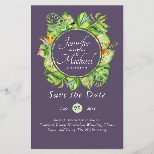 HAUSHALT Tropischer Leaf Hawaiian Luau Hochzeit (Vorderseite)