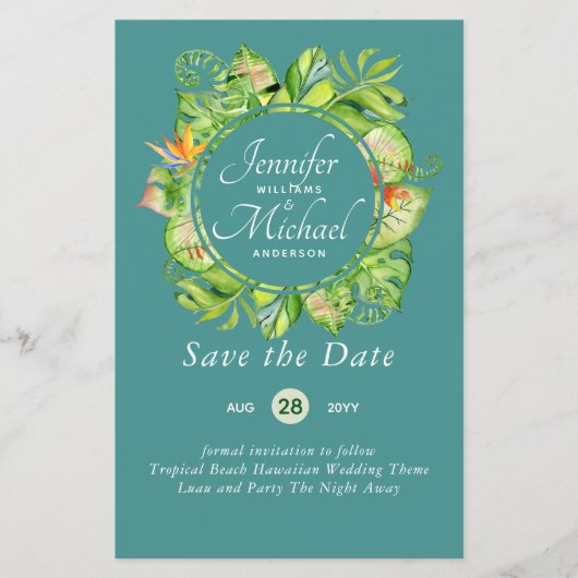 HAUSHALT Tropischer Leaf Hawaiian Luau Hochzeit (Vorderseite)