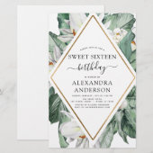 Haushalt Tropisches Magnolia Süß 16 Einladung (Vorne/Hinten)