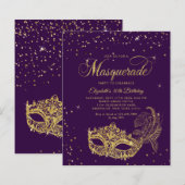 HAUSHALT Violet Gold Glitzer Masquerade Geburtstag (Vorne/Hinten)