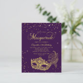 HAUSHALT Violet Gold Glitzer Masquerade Geburtstag (Stehend Vorderseite)