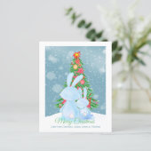 HAUSHALT Weihnachten Hasen mit schneebedecktem Bau (Stehend Vorderseite)